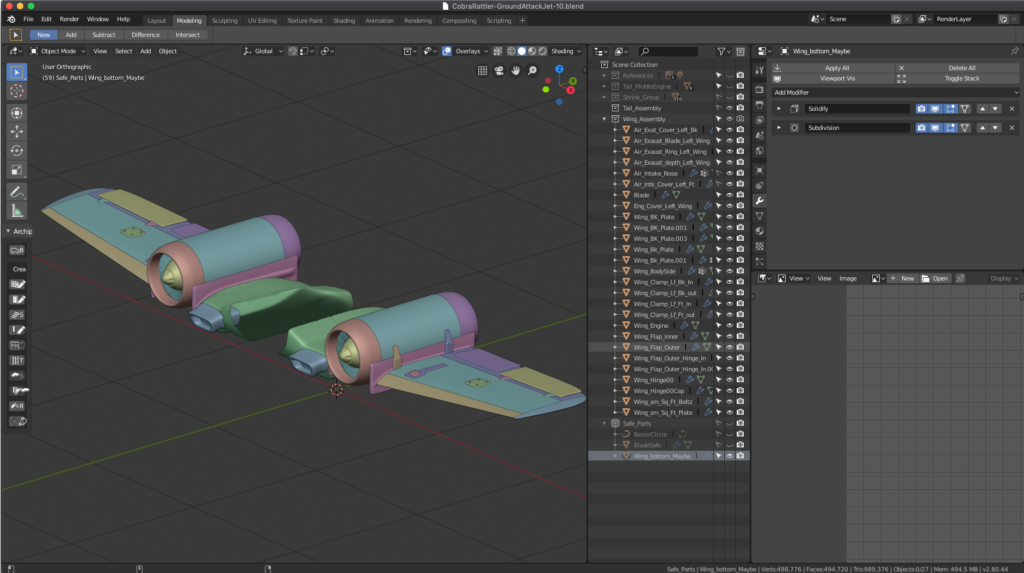 Modeling for Cobra Rattler plane in Blender 2.8